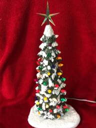 Handcrafted Snow-Covered Ceramic Christmas Tree Holiday Decor