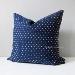 Pair Of Navy Blue Sunbrella Pillow Covers, Hot Pink & Green Twight Tab, 18 - thumbnail 2