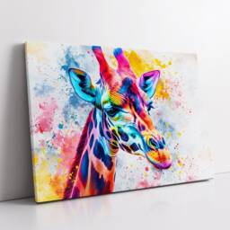 Colorful Giraffe Abstract Animal Oil Painting Style Landscape Wall Art Framed Canvas Poster Print Home Kitchen Living Bedroom Decor Gifts - thumbnail 2