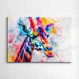 Colorful Giraffe Abstract Animal Oil Painting Style Landscape Wall Art Framed Canvas Poster Print Home Kitchen Living Bedroom Decor Gifts - thumbnail 3