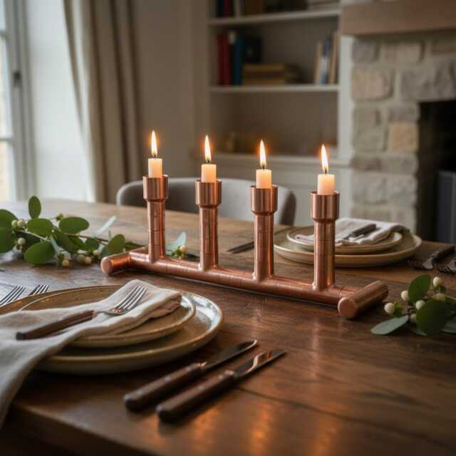 stack Handcrafted Copper Candle Holder - image 1
