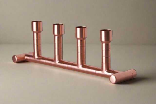 Handmade Copper Candle Holder Modern Table Centerpiece - image 1