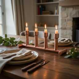 stack Handcrafted Copper Candle Holder - thumbnail 1