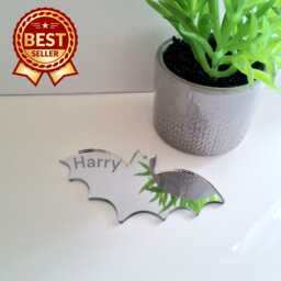 Bat Acrylic Mirror Wall Art - Many Size/Colour Options & Personalised Engraving - Bespoke Items Made