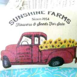 Farmhouse Truck Pillow, Sunshine Farms Burlap Pillow Cover - thumbnail 3