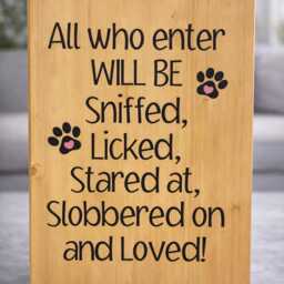 Wooden Dog Plaque Sign, Sniffed Licked Stared At, Wall Decor - thumbnail 2