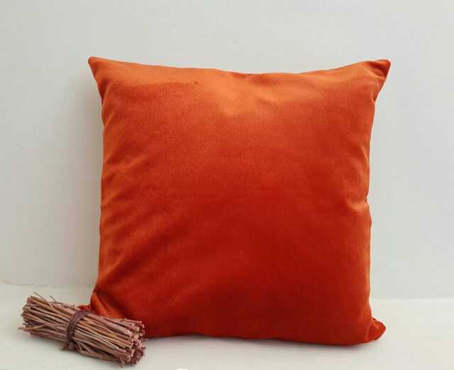 Orange Velvet Couch Pillow - Decorative Cushion Case Bohemian Sham Cozy Gift For Home Soft Throw Interior Decor -18x18 Inches - image 1