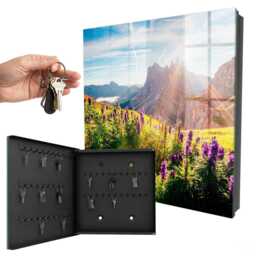 Mountain Idyll Wall Mounted Key Cabinet, Green Box For Home, Photographic Landscapes, Lovers Of Nature & Peace - thumbnail 1