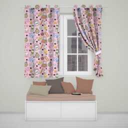 Cute Kawaii School Supplies Cat Books Clock Pencil Pink Seamless Pattern Readymade Eyelet Ring Top Thermal 100% Blackout Curtains - thumbnail 1