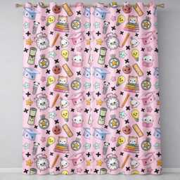 Cute Kawaii School Supplies Cat Books Clock Pencil Pink Seamless Pattern Readymade Eyelet Ring Top Thermal 100% Blackout Curtains - thumbnail 2