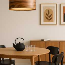 Wood Pendant Lamp - Hanging Chandelier Drop Light Dining Room Lighting Satin Walnut Sven - thumbnail 3