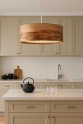 Wood Pendant Lamp - Hanging Chandelier Drop Light Dining Room Lighting Satin Walnut Sven