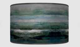 Handmade Watercolor Lampshade - Deep Teal Abstract Pendant Light Shade Modern Ceiling Decor - thumbnail 1