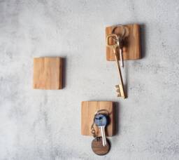 Key Holder Magnetic Wood. Olive Wood Key Hooks. Wall Organizer. Entryway Square Keys Storage Magnet. Double Tape Sticker Mount