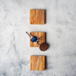 Key Holder Magnetic Wood. Olive Wood Key Hooks. Wall Organizer. Entryway Square Keys Storage Magnet. Double Tape Sticker Mount - thumbnail 2