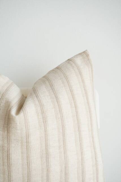 Neutral Pillow, Cream Striped Ivory Home Decor, Decorative Pillows - image 1