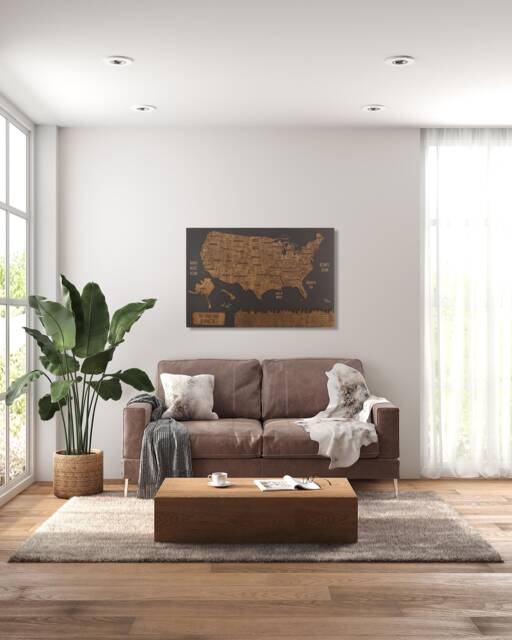 National Park Usa Map, Travel Map With Pins Apartment Decor, Push Pin 5Th Anniversary Gift, Wooden Wall Art Hanging Above Bed - image 1