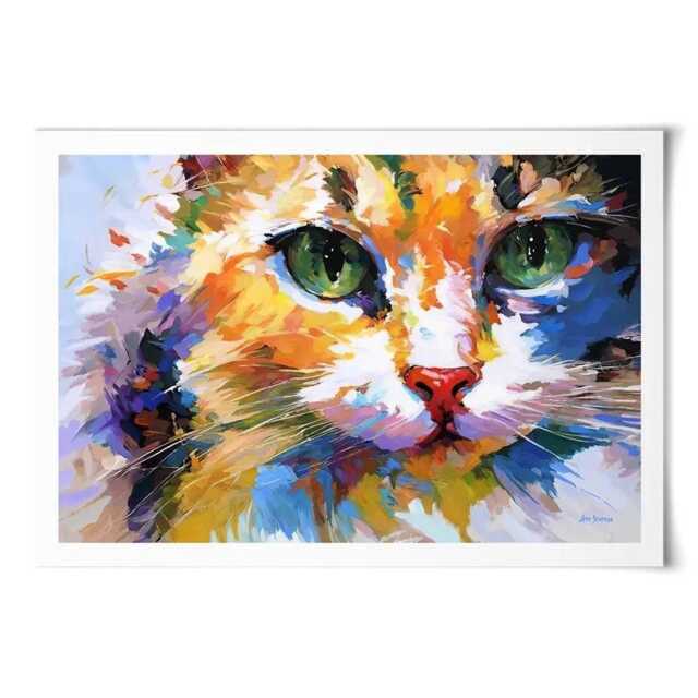 Colourful Cats Gaze Art Print - image 1