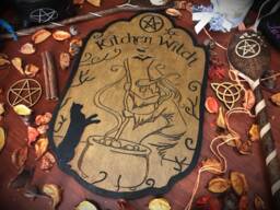 The Signs Of The Witches Kitchen Witch Pagan Paganism Wicca Wiccan Laser Engraved Pyrography Witchcraft Witch Wooden Sign Cook Kitchen - thumbnail 1