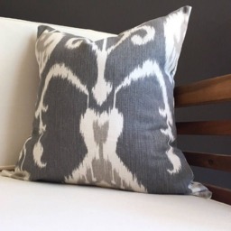 Gray Ikat Pillow Cover, Boho Style, Cotton Throw - thumbnail 3