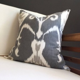 Gray Ikat Pillow Cover, Boho Style, Cotton Throw - thumbnail 2