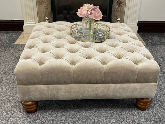 Handmade Deep Foam Thick Chesterfield Footstool Coffee Table Footrest in Quality Naple Fabric - image 1