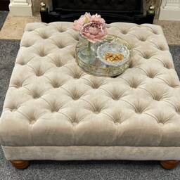 Handmade Deep Foam Thick Chesterfield Footstool Coffee Table Footrest in Quality Naple Fabric - thumbnail 2