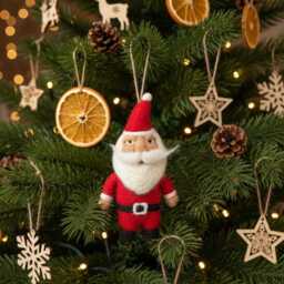 Classic Santa - Handmade Needle Felt Christmas Tree Decoration Eco-Friendly Sustainable Father Bauble - thumbnail 4