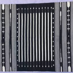 8x5 Black & White Cotton Rug Dhurrie - Stripes - thumbnail 2