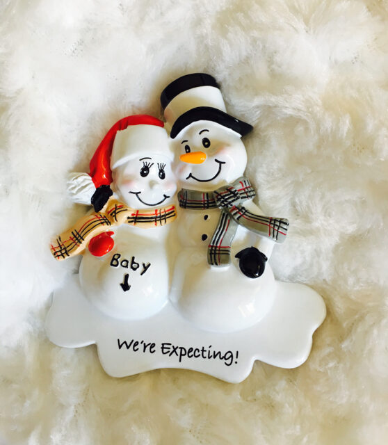 Personalized Expecting Snowman Family Christmas Ornament - Baby Announcement - image 1