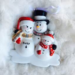 Personalized Expecting Snowman Family Christmas Ornament - Baby Announcement - thumbnail 2