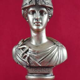 Athena Bust Greek Statue Wisdom Civilization Goddess Gold Patina New 16cm - thumbnail 3
