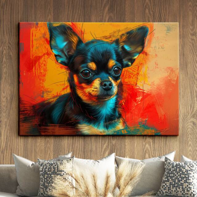 Chihuahua Painting Framed Poster Print & Canvas Wall Decor Art Bar Kitchen Room Dog Gift Idea Pet - image 1