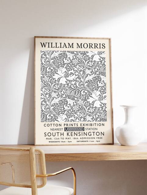 William Morris Print, Exhibition Poster, Vintage Wall Art, Textiles A1/A2/A3/A4 - image 1