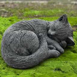 Stone Curled Cat Figurine Concrete Kitty Statue Cement Kitten Sculpture Outdoor Memorial Ornament Black Decoration Animal Decor - thumbnail 2