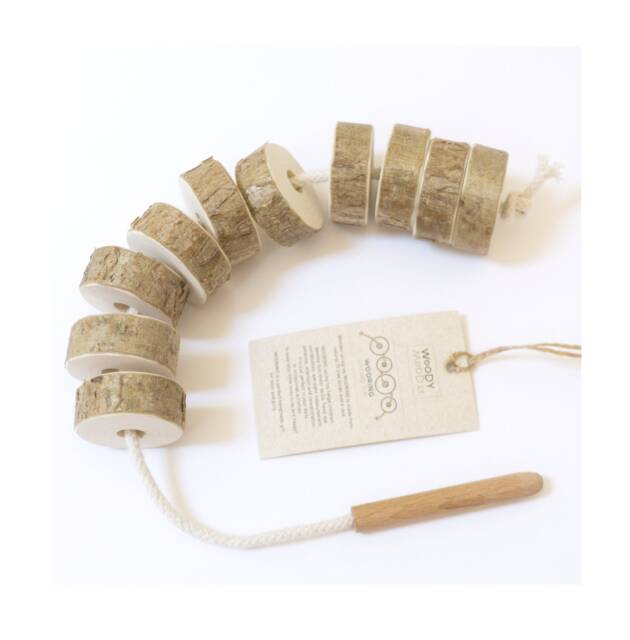 Wooden Lacing Toy Montessori Tree Slices, Fine Motor Skills - Ce Certified - image 1