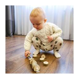 Wooden Lacing Toy Montessori Tree Slices, Fine Motor Skills - Ce Certified - thumbnail 3