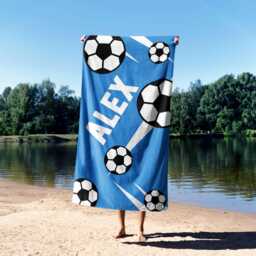 Personalised Custom Name Colour Football Strike Kids Soft Highly Absorbent Beach Bath Sheet Towel Decoration Family Pet His Her Gift - thumbnail 2