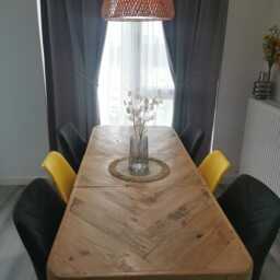 Extendable Dining Table With A Herringbone Inlay - Rustic Style - thumbnail 3