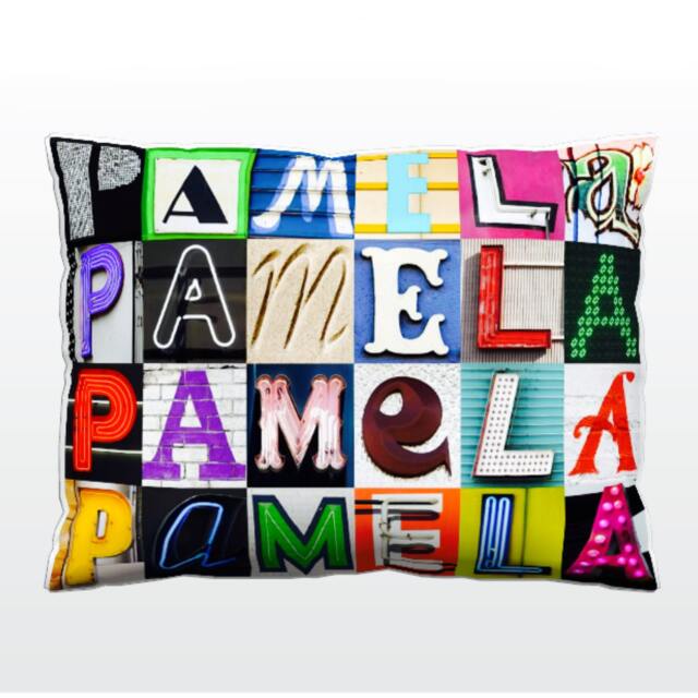 Personalized Pillow Featuring Pamela in Photos Of Sign Letters Custom Couch Cushions Colorful Pillows Photo Pillow Sofa Pillows