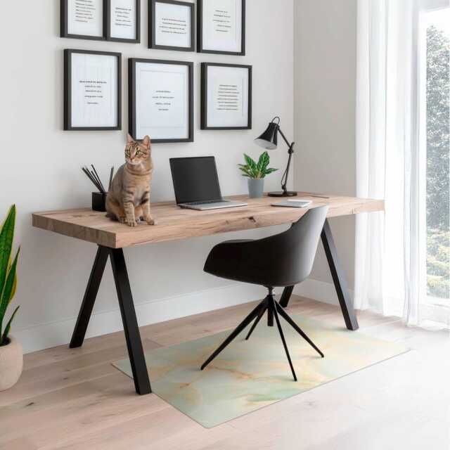 Marble Veins Office Chair Floor Protector, Creamy Desk Mat, Texture Vinyl Gaming Mat - image 1
