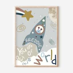 Set Of 3 Space Prints With A Personalised Rocket Print. Perfect For Nursery, Bedroom Or Playroom - Prints Only - thumbnail 2
