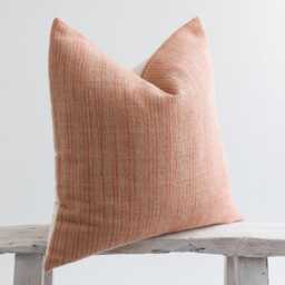 Pastel Orange Woven Throw Pillow, Striped Cotton, Bamboo Reverse - thumbnail 3