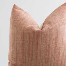 Pastel Orange Woven Throw Pillow, Striped Cotton, Bamboo Reverse - thumbnail 2