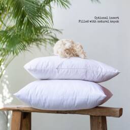 Pastel Orange Woven Throw Pillow, Striped Cotton, Bamboo Reverse - thumbnail 4