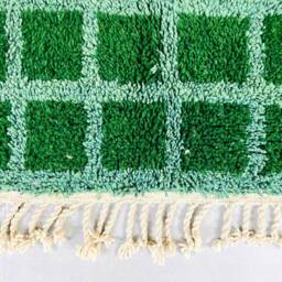 Green Grid Beni Ourain Rug - Handmade Moroccan Berber Wool - thumbnail 3