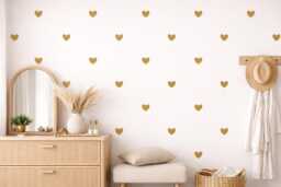 Heart Wall Decals, Gold Stickers, Peel & Stick Hearts, Nursery Decor, Removable Vinyl Accent Decor - thumbnail 1