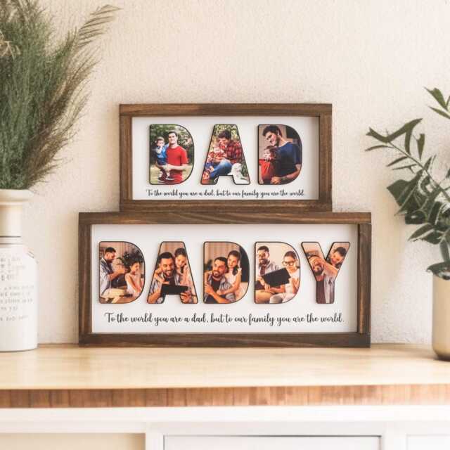 Personalized Photo Frame For Dad, Custom Wooden Father Gift, Father's Day Keepsake, Rustic Dad Decor Y77 - image 1