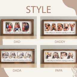 Personalized Photo Frame For Dad, Custom Wooden Father Gift, Father's Day Keepsake, Rustic Dad Decor Y77 - thumbnail 3