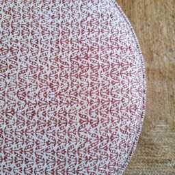 Small Round Ottoman - Upholstered Footstool in James Hare Flori Fabric Extra Seating & Side Table - thumbnail 4